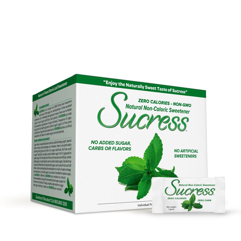 ANDREW LESSMAN Sucress Stevia Sweetener 100 Packets Natural NonCaloric Stevia Leaf Sweetener Zero Calories NonGMO No Added Sugar Carbohydrates or Flavors No Artificial Sweeteners